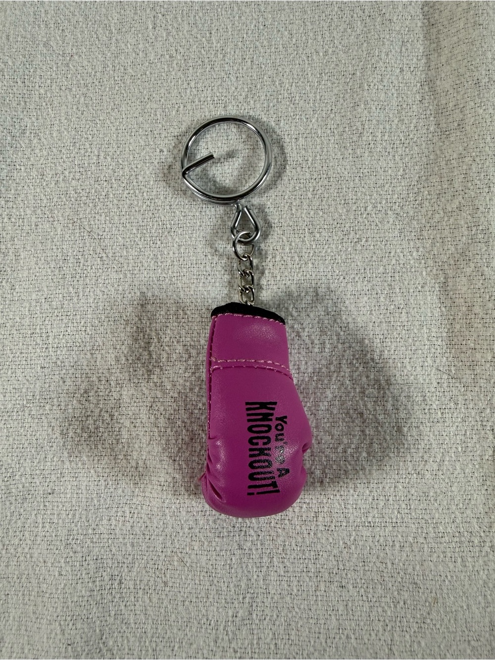 Pink “You’re A Knockout!” Boxing Glove Keychain - Branded Mini Accessory